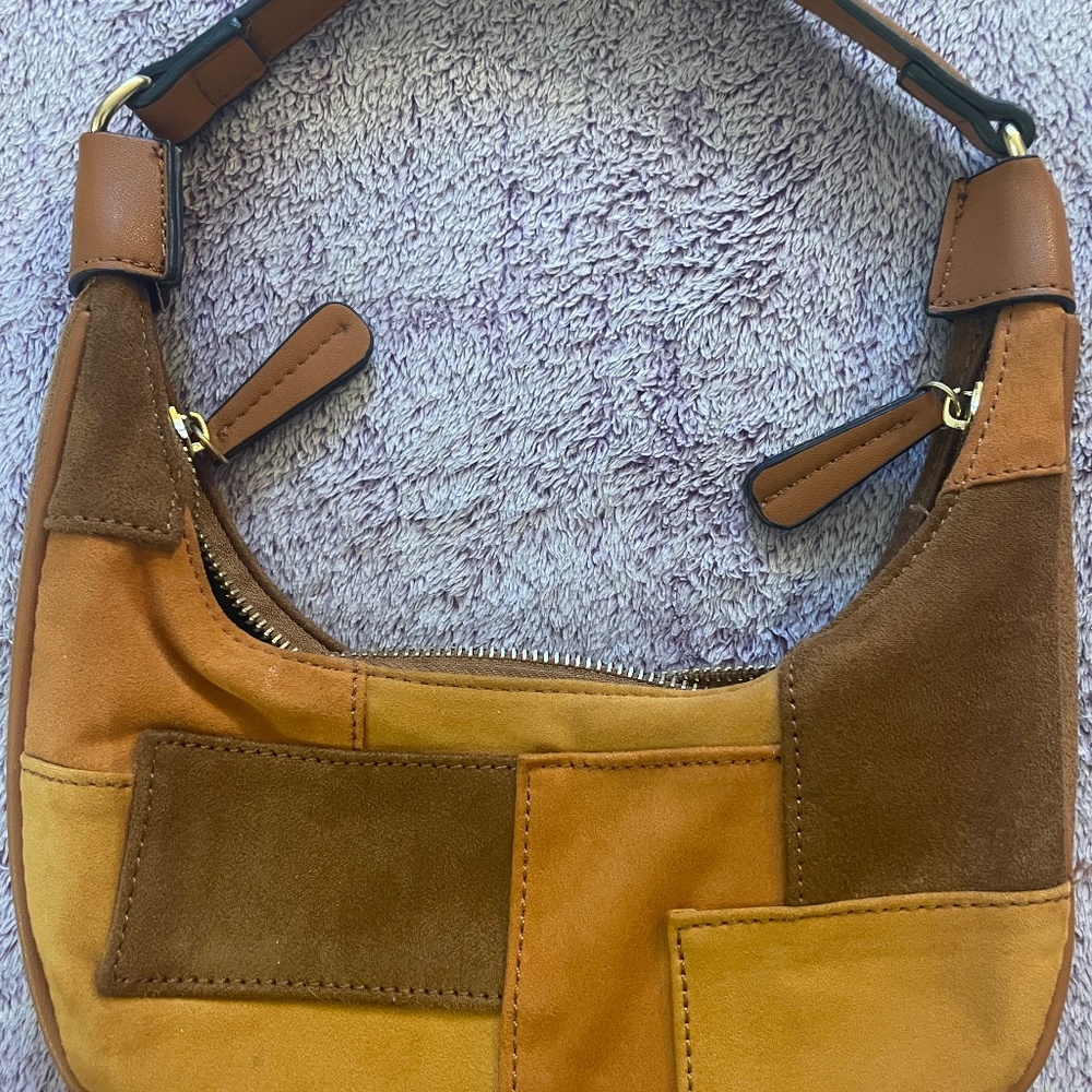 Cute suede patchwork shoulder bag